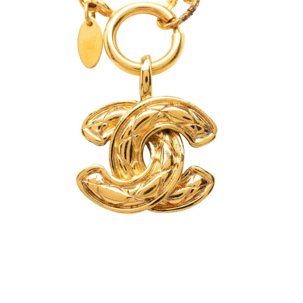 Chanel Coco Mark Matelassé Chain Necklace Pendant Gold Plated Women's CHANEL